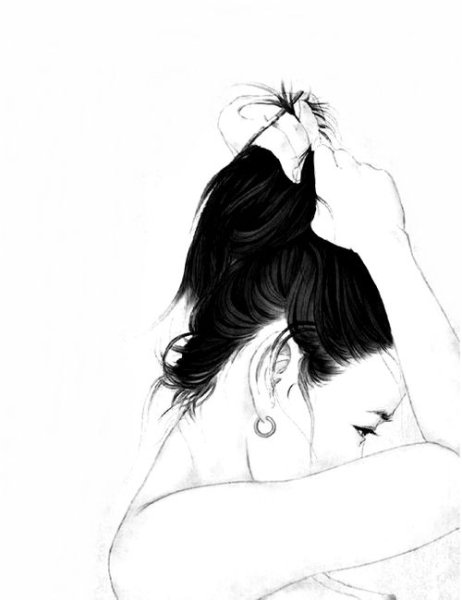 Брюнетка рисунок карандашом