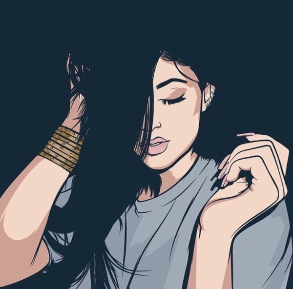 Девушка с кудрявыми волосами рисунок