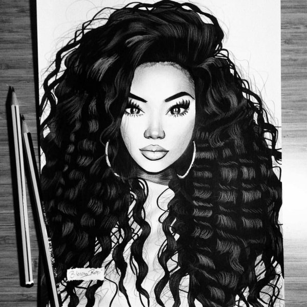 Брюнетка карандашом