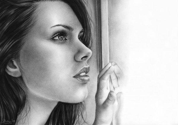 Зарисовки девушек карандашом