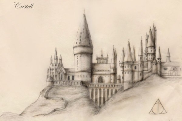 Гарри Поттер и замок Хогвартс нарисовать