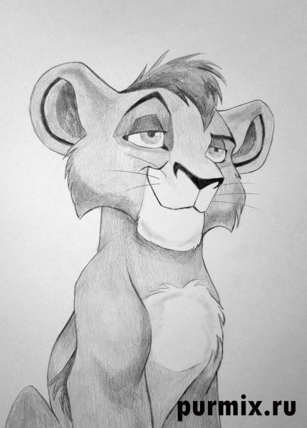 Симба карандашом легко