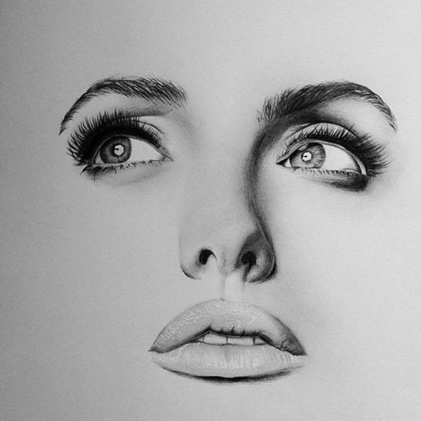 Красивое лицо рисунок карандашом