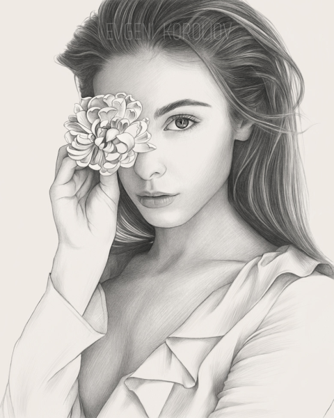 Энн Хэтэуэй портрет карандашом