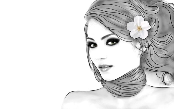 Портрет девушки в профиль карандашом