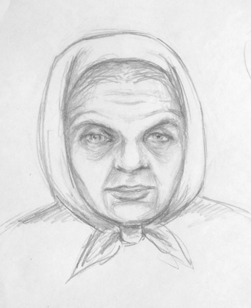 Бабушка рисунок карандашом