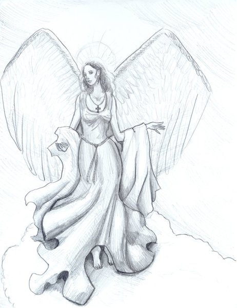 Рисунок ангела карандашом