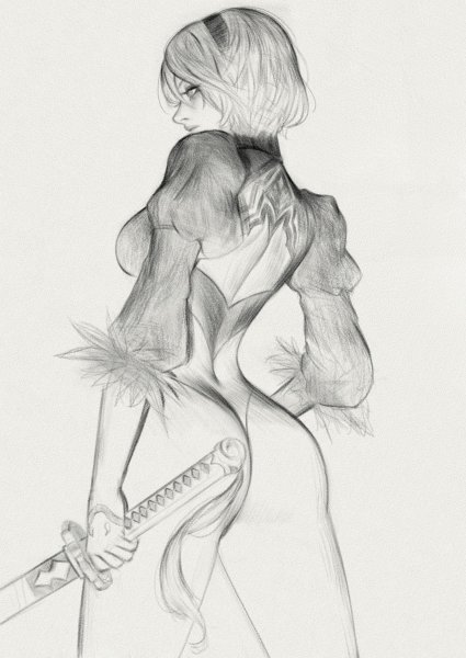 2b NIER Automata скетч