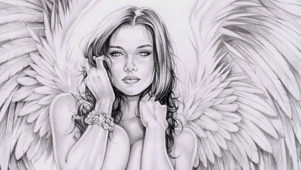 Рисунки ангелов карандашом
