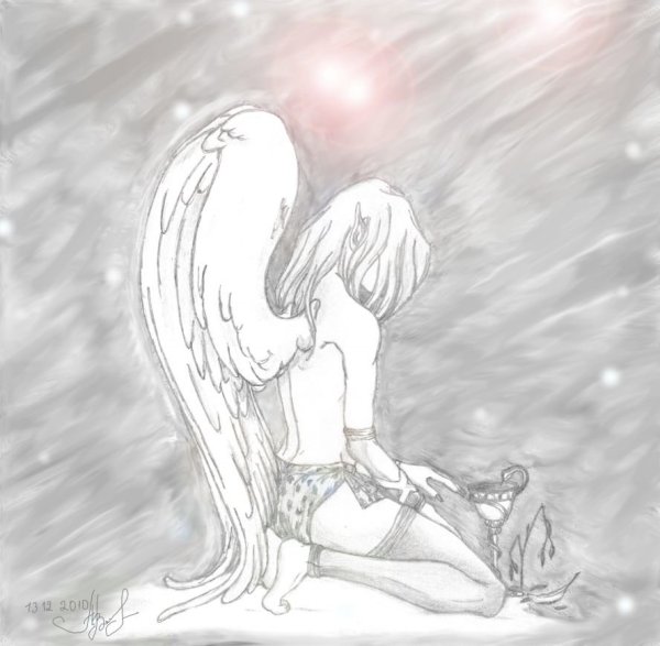Рисунок ангела карандашом легко