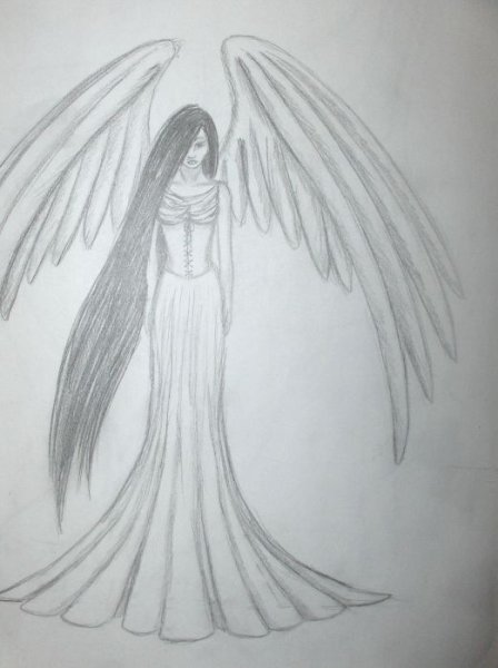 Рисунки ангелов карандашом