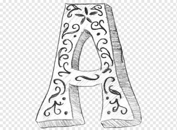 Объемные буквы карандашом