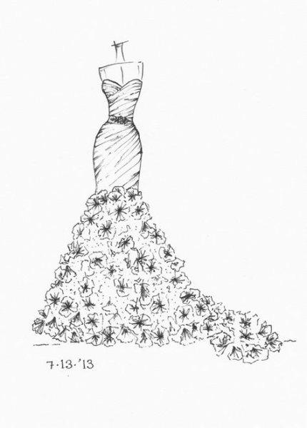 Поэтапное рисование платья