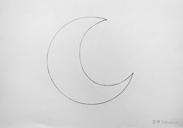 Полумесяц карандашом