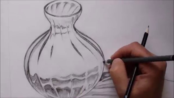 Ваза с цветами карандашом