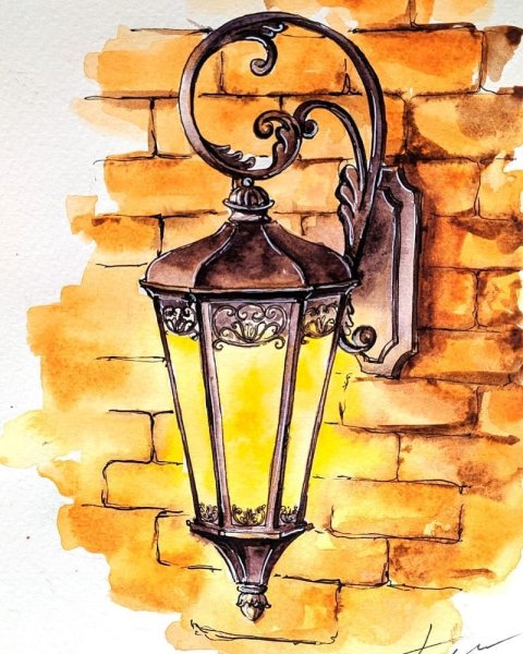 Уличный фонарь карандашом
