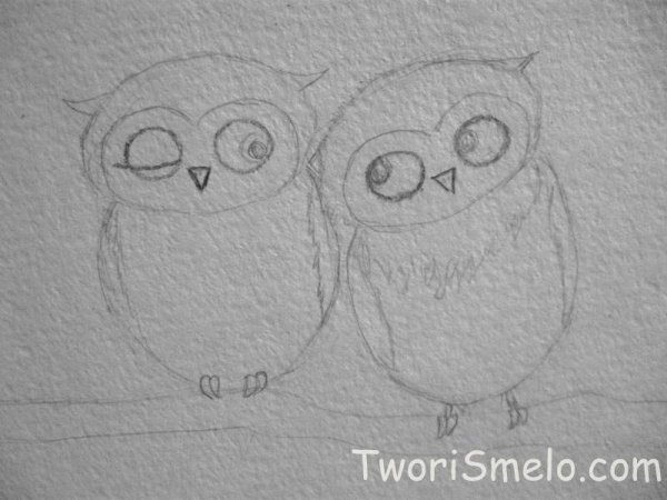 Рисунок Филина карандашом