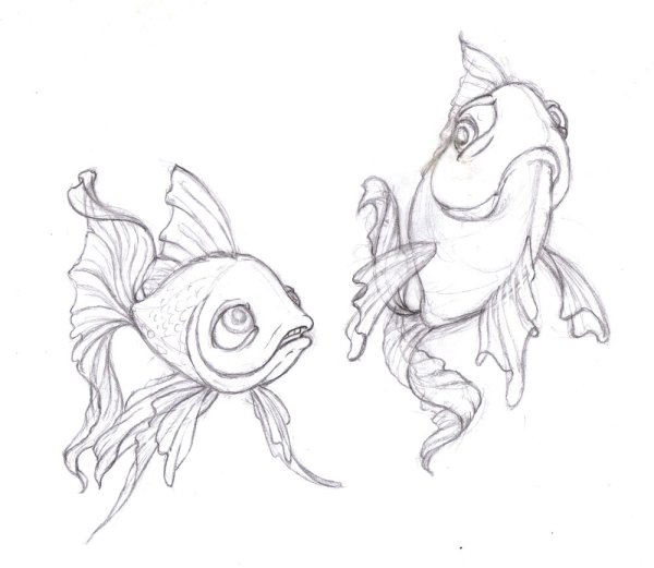 Рыбы карандашом для срисовки