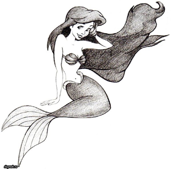 Русалка рисунок карандашом
