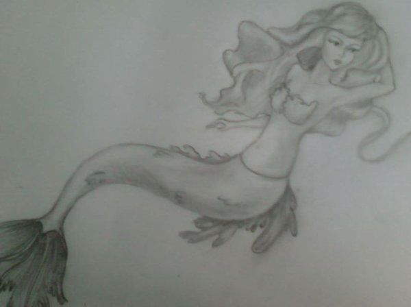 Русалка рисунок карандашом