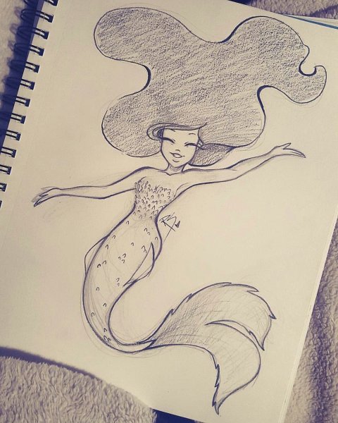 Русалка рисунок карандашом