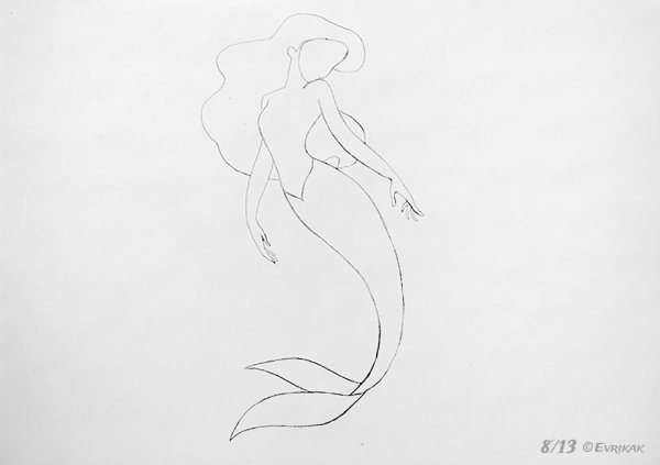 Русалка рисунок карандашом для срисовки