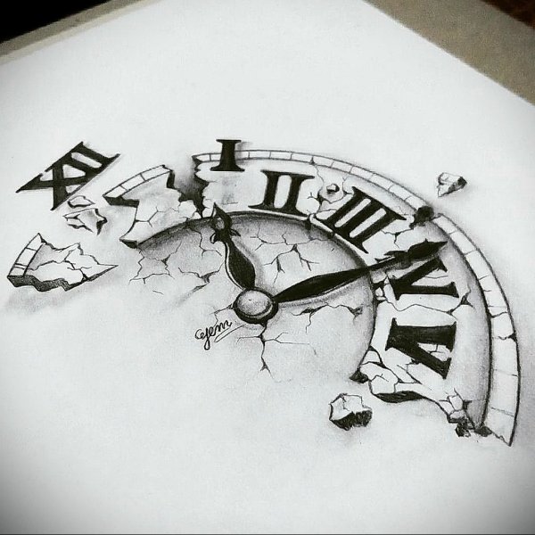 Часы тату эскиз