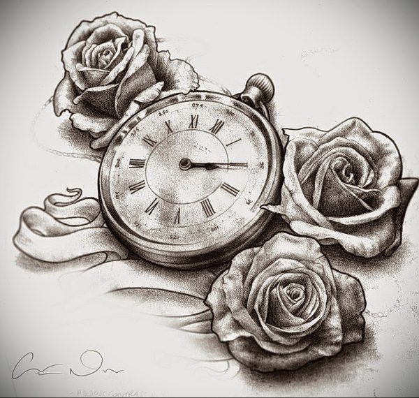 Тату старые часы