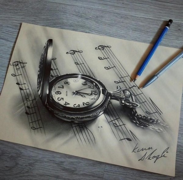 Часы эскиз реализм