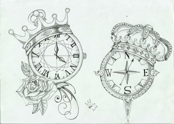 Эскизы часов для тату