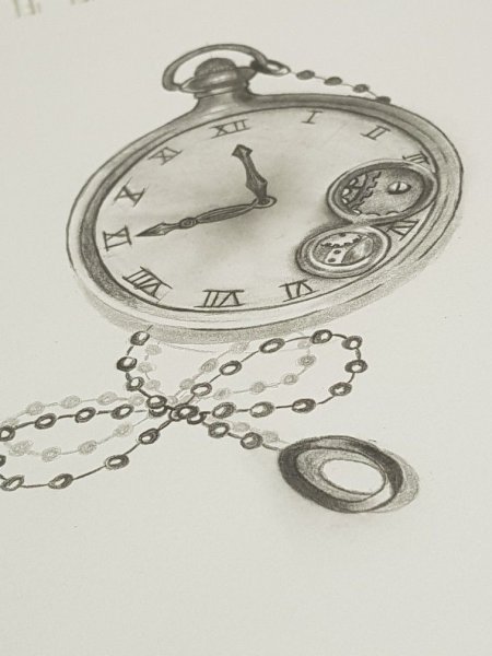 Карманные часы рисунок карандашом