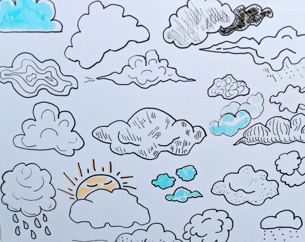 Облака рисунок карандашом