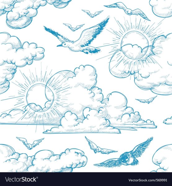 Небо цветными карандашами