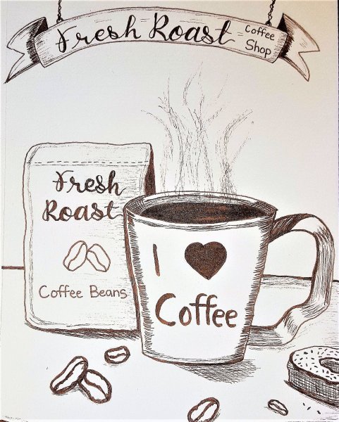 Рисунок кофе для срисовки