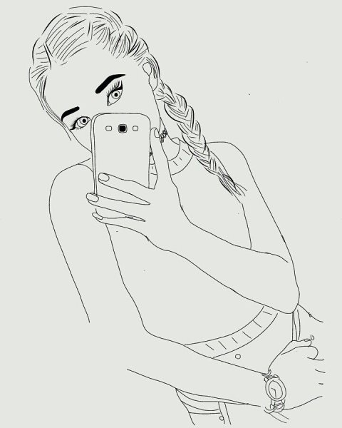 Девушка с айфоном рисунок