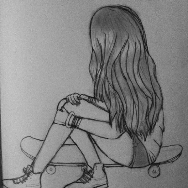 Черно белые рисунки девушек карандашом