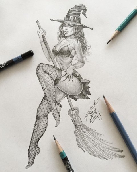 Рисунки для срисовки ведьмы