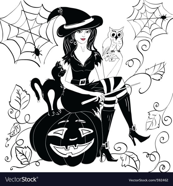 Ведьма раскраска
