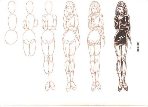 Поэтапные рисунки в полный рост