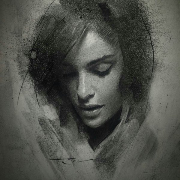 Пейзаж углем