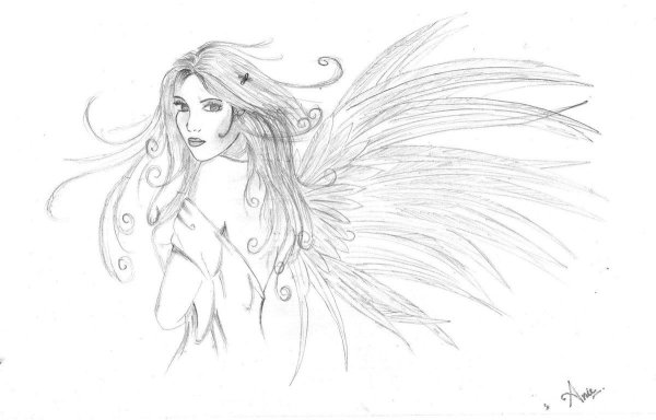 Ангел карандашом для срисовки