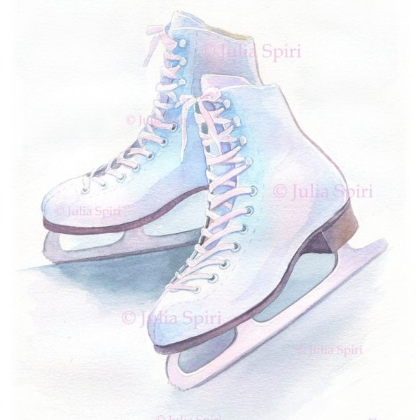 Коньки акварель