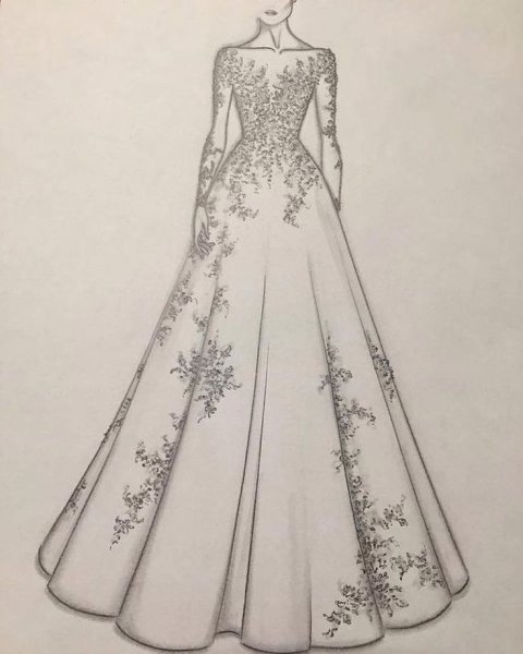 Идеи для рисования пышного платья