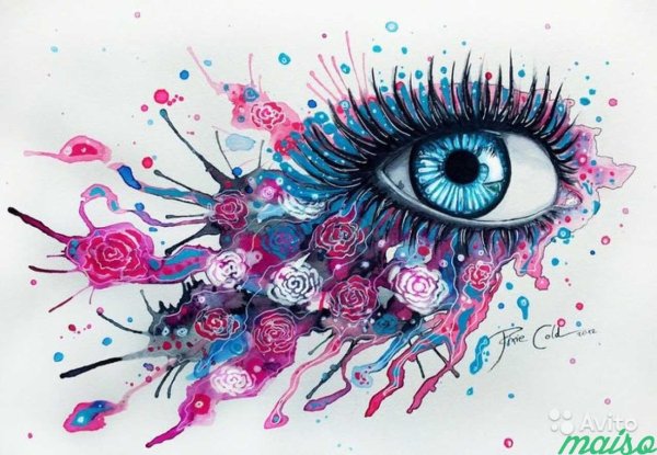 Перо цветными карандашами