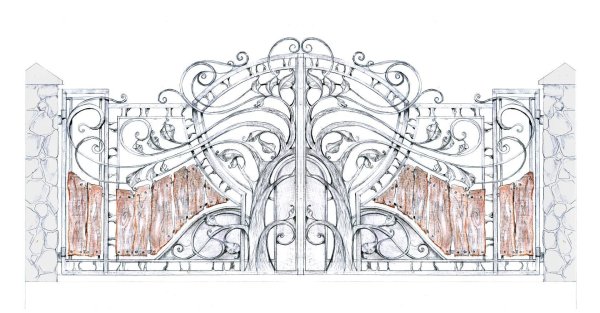 Эксклюзивные кованые ворота в карандаше