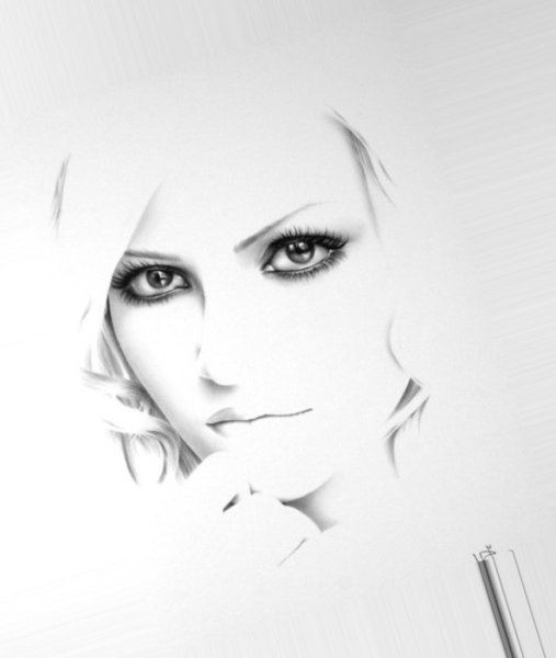 Блондинка карандашом