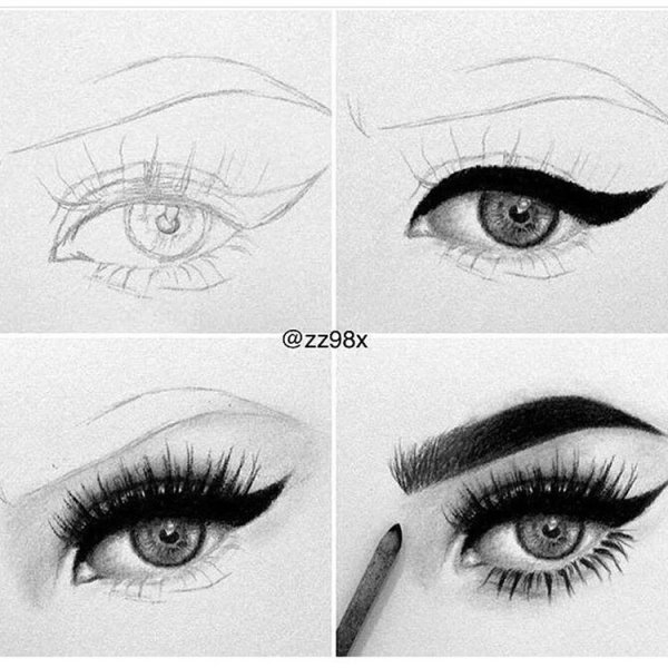 Скетчинг карандашом для начинающих глаз