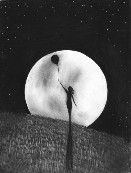 Полнолуние рисунок карандашом