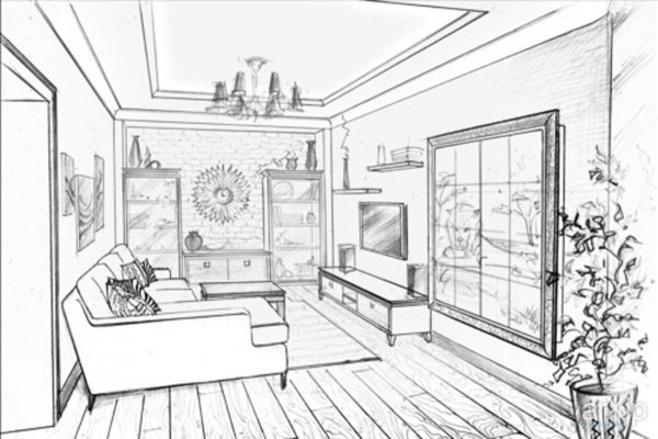 Рисунок комнаты для срисовки