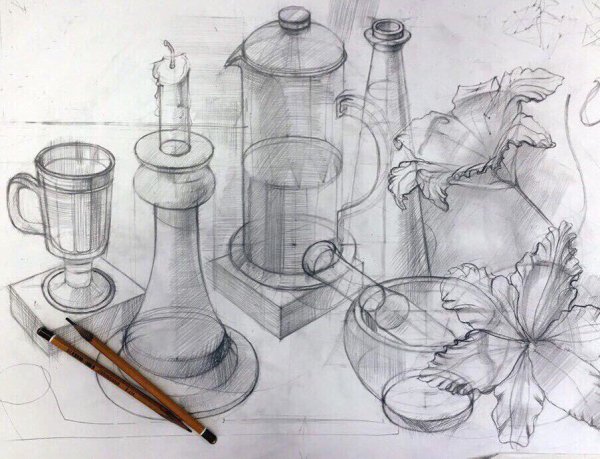 Рисунки карандашом цветы розы